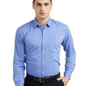 peter england men's everday regular fit solid shirt | cotton rich | 5 pin pocketing